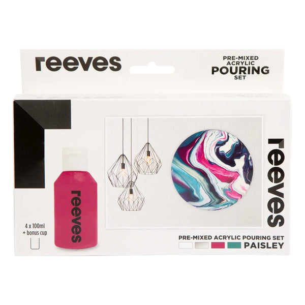 Reeves PreMixed Acrylic Pour Paint Set Paisley