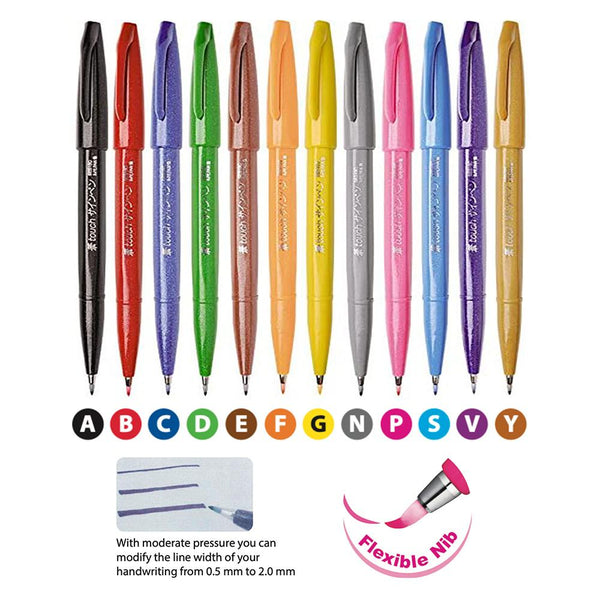 Pentel Arts Brush Sign Pen 12 Set