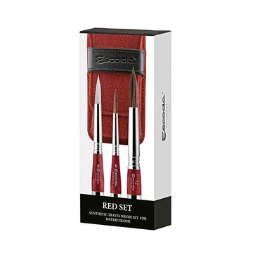 ESCODA RED SYNTHETIC TRAVEL BRUSH SET