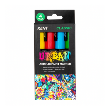 Kent Urban Acrylic Paint Markers - Classic Set of 4