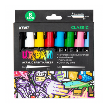 Kent Urban Acrylic Paint Markers - Classic Set of 8
