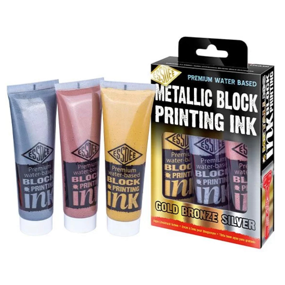 Block Paining Ink Essdee Metallic Block Printing Ink 3pk