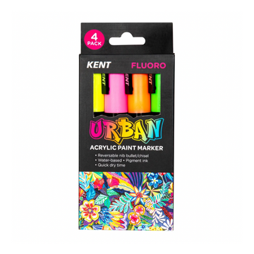 Kent Urban Acrylic Paint Markers - Fluro Set of 4