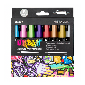 Kent Urban Acrylic Paint Markers - Metallic Set of 8
