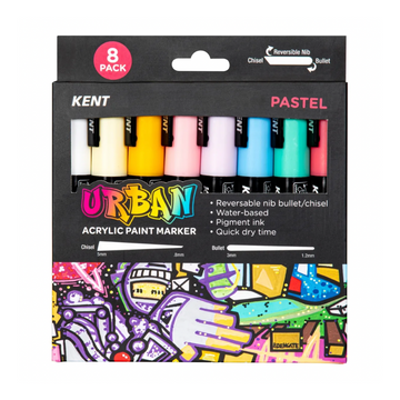 Kent Urban Acrylic Paint Markers - Pastel Set of 8