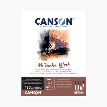 Canson Mi-Teintes Velvet Paper - Charcoal Black - 24x32cm Pad