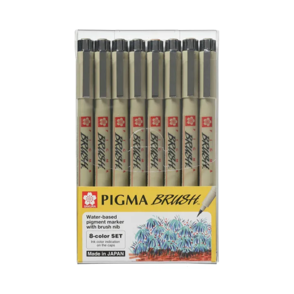 SAKURA PIGMA MICRON BRUSH PEN - 8 Colour Set