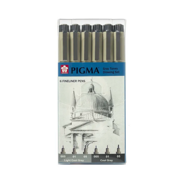 SAKURA PIGMA MICRON - Grey Tones Drawing Set of 6