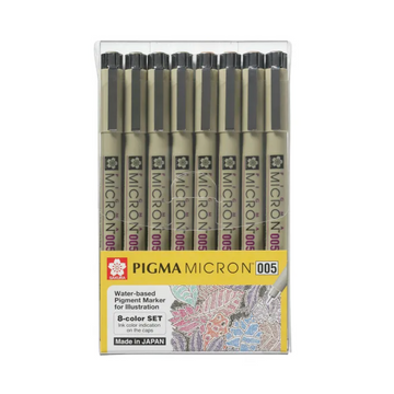 SAKURA PIGMA MICRON 005 PEN - 8 Colour Set