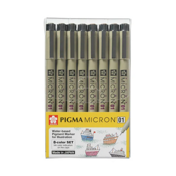 SAKURA PIGMA MICRON 01 PEN - 8 Colour Set