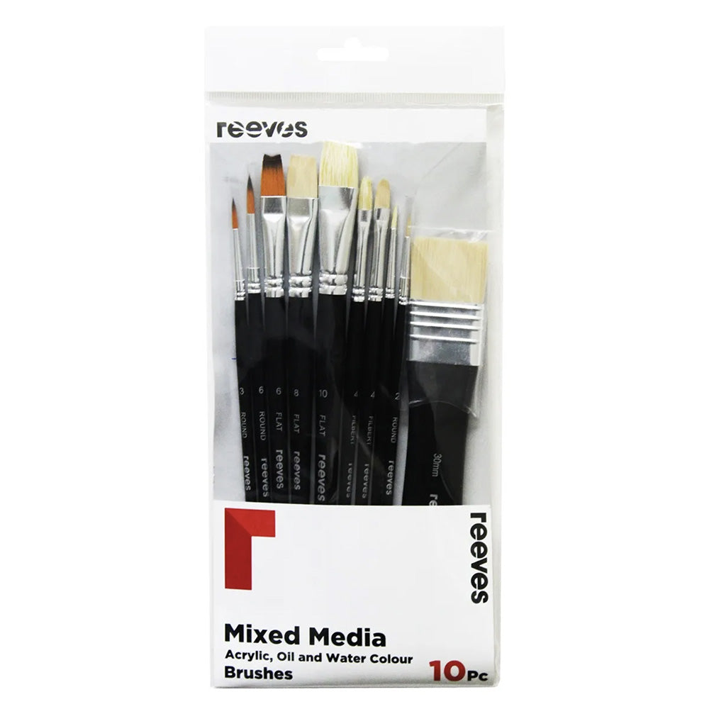Reeves Mixed Media Brush Sets - Short Handle Assorted 10pc