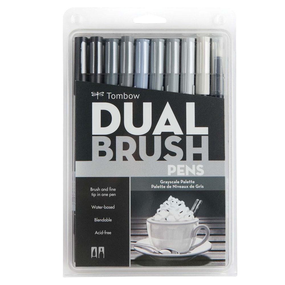 Tombow Dual Brush Pen Grayscale Palette - Set of 10
