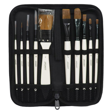 Jasart Pearl White Natural Brush Wallet Set - (Short Handle)