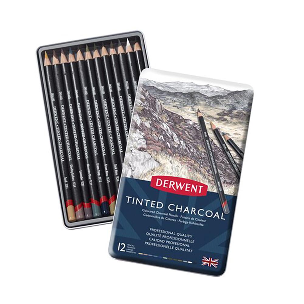 Derwent Tinted Charcoal Pencils - 12 Set