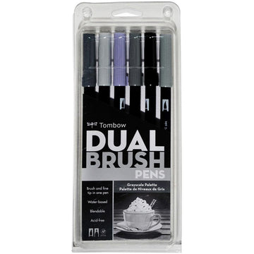 Tombow Dual Brush Pen Greyscale Palette - Set of 6