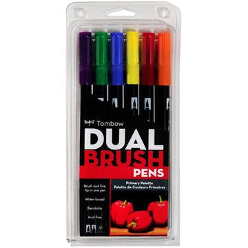 Tombow Dual Brush Pen Primary Palette - Set of 6