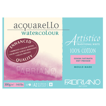 Fabriano Artistico Enhanced Watercolor Block - Traditional White, Cold Press, 7 x 10