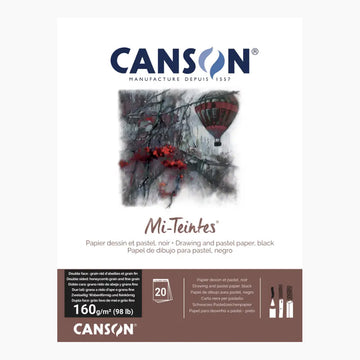 Canson Mi-Teintes Pastel Paper - Black - 32x41cm Pad