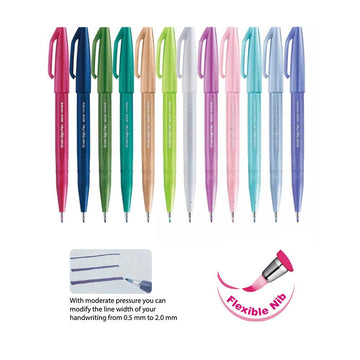 Pentel Arts Brush Sign Pen Pastel Set - 12 Set