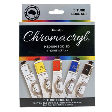 Chromacryl Medium Bodied Students Acrylic 5 Tube Cool Set