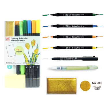 Zig Fudebiyori Brush Pen Set- Floral Colors