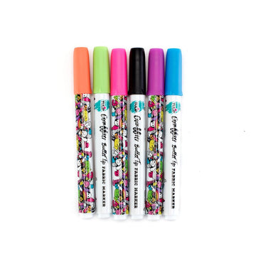 Graffiti Bullet Tip Neon Fabric Markers - 6 Pack