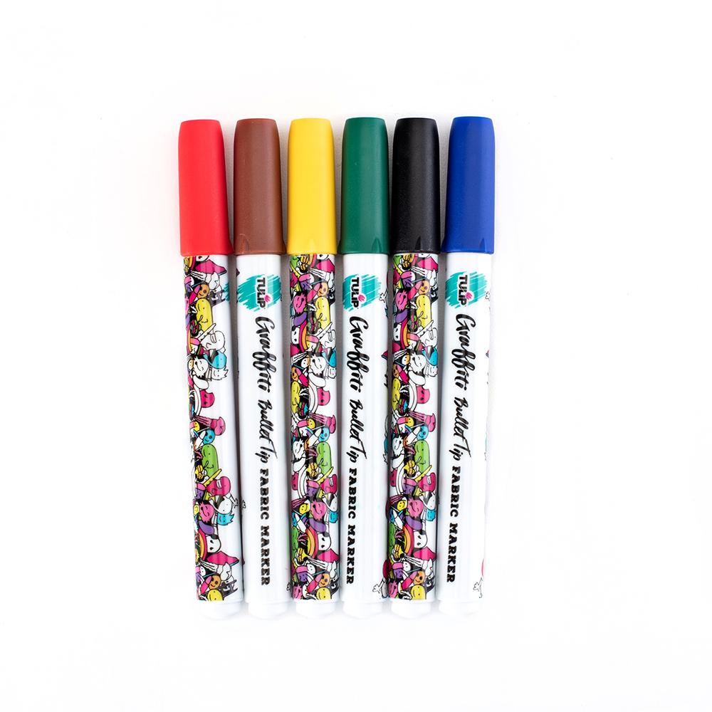 Graffiti Bullet Tip Rainbow Fabric Markers - 6 Pack