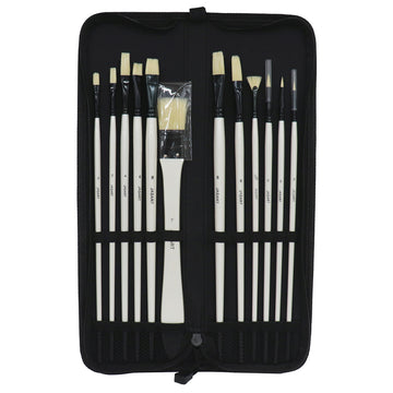 Jasart Pearl White Natural Brush Wallet Set - (Long Handle)