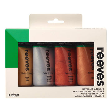 Reeves Artists' Acrylic Colour 4 Tube Set - Metallic