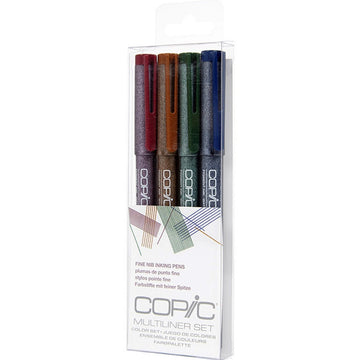COPIC Multiliner Set Cobalt, Olive, Sepia, Wine 0.3