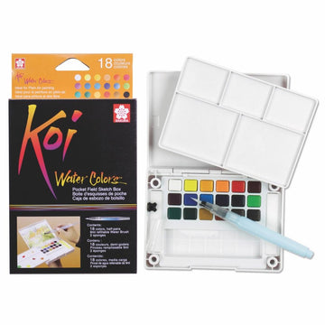 Koi Watercolour Pocket Field Sketch Box - 18 Set