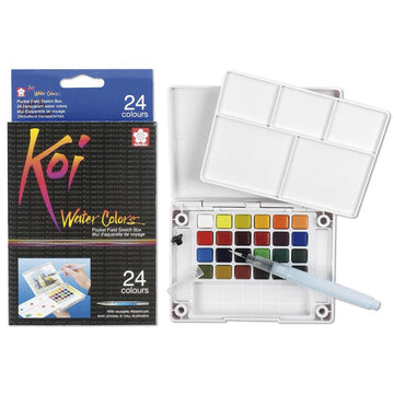 Koi Watercolour Pocket Field Sketch Box - 24 Set