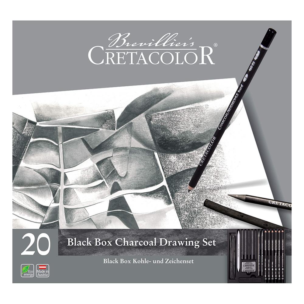 BOX　20　CHARCOAL　DRAWING　BLACK　CRETACOLOR　SET